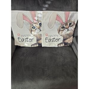 Cofox Easter Set Of 2 18 X 18 Inch Cat Rabbit Ear Pillow Covers Linen Decor